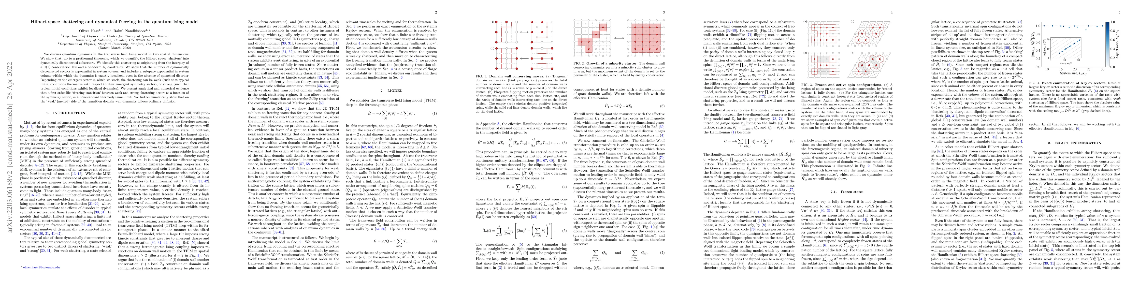 Thumbnail for Hilbert space shattering and dynamical freezing in the quantum Ising
  model