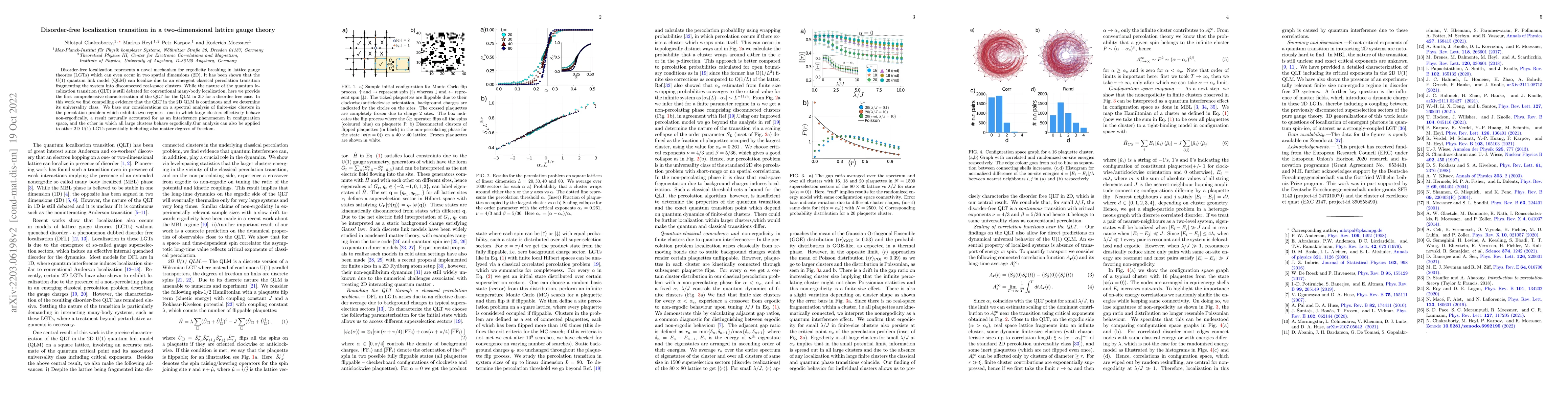 Thumbnail for Disorder-free localization transition in a two-dimensional lattice gauge
  theory