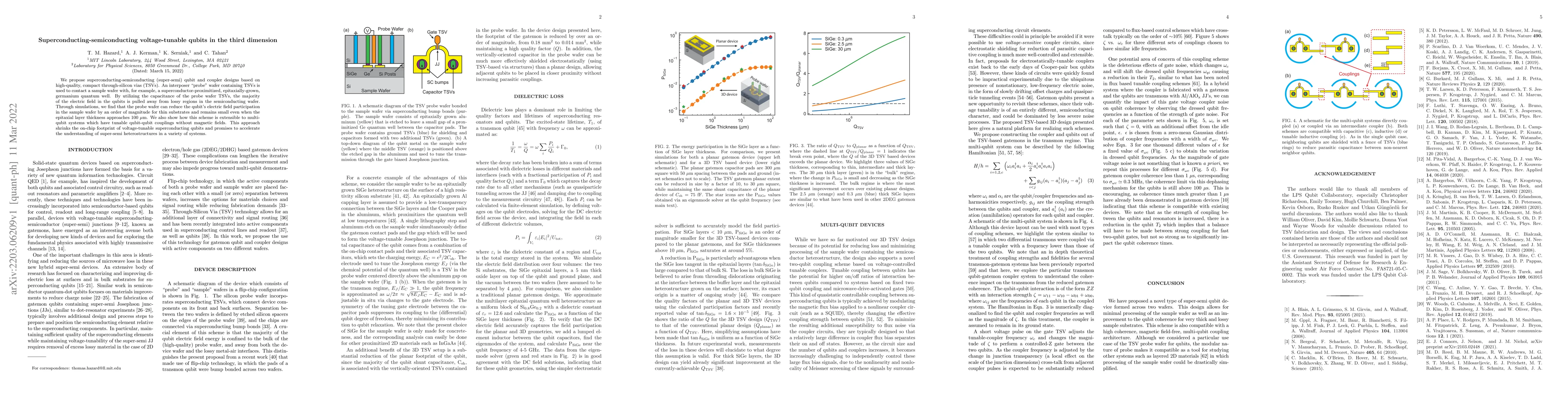Thumbnail for Superconducting-semiconducting voltage-tunable qubits in the third
  dimension