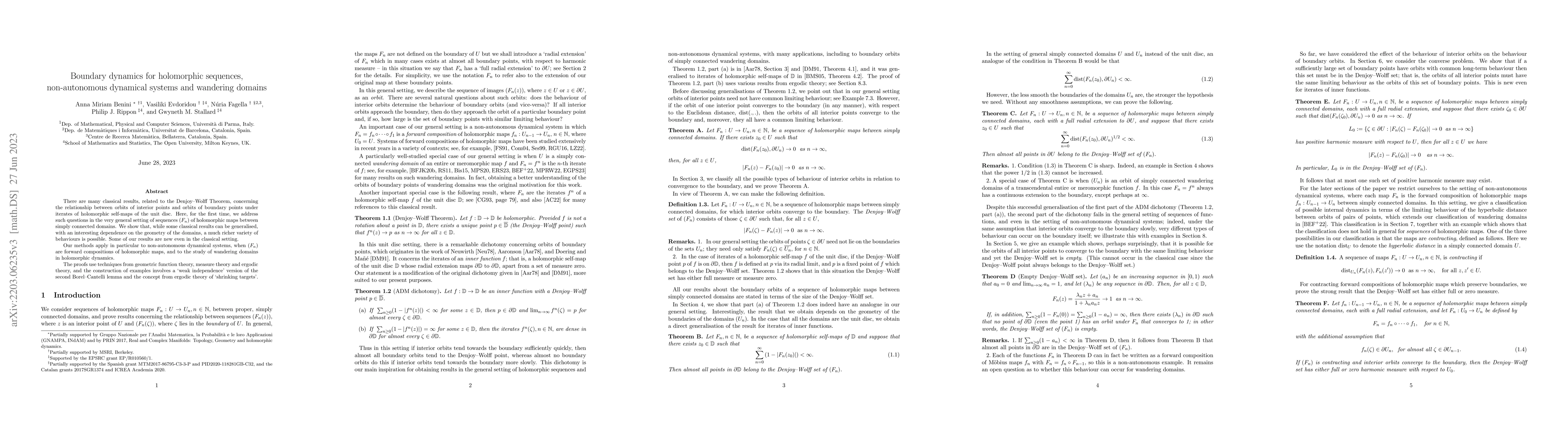 Thumbnail for Boundary dynamics for holomorphic sequences, non-autonomous dynamical
  systems and wandering domains