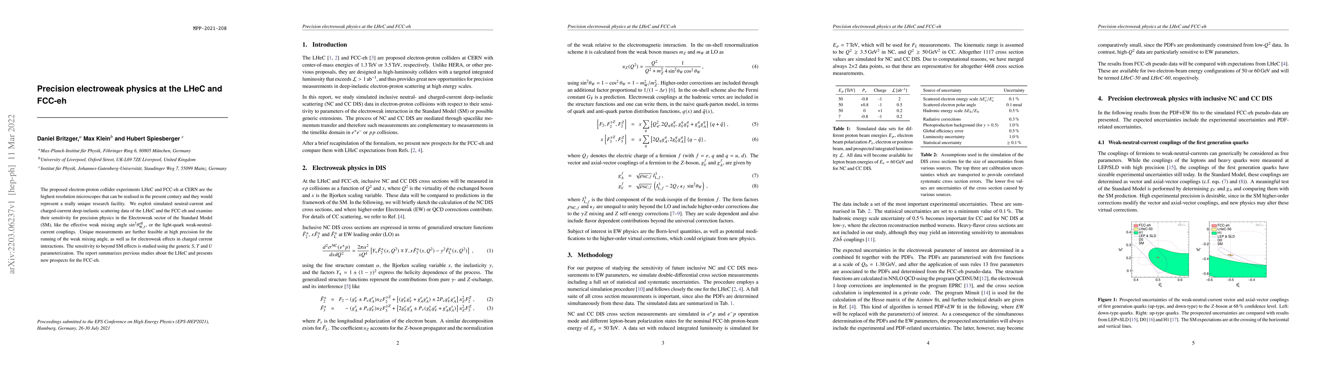 Thumbnail for Precision electroweak physics at the LHeC and FCC-eh
