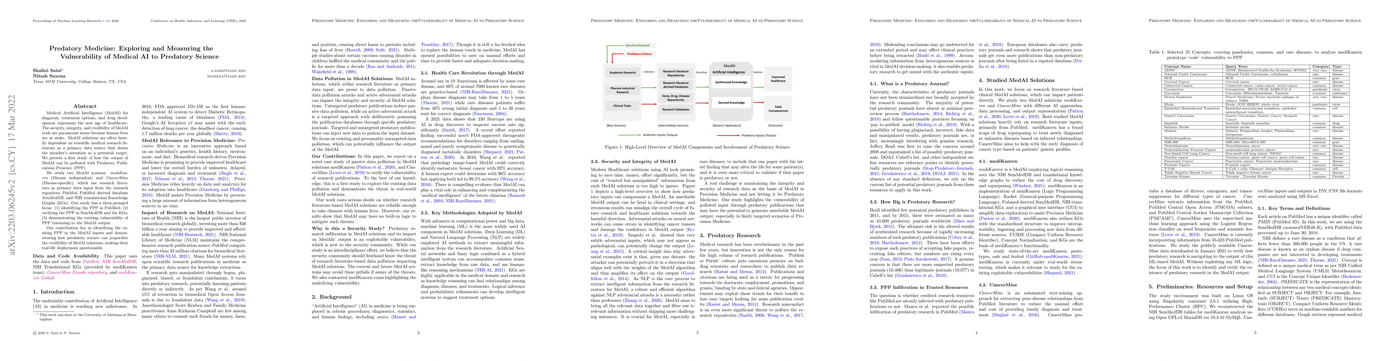 Thumbnail for Predatory Medicine: Exploring and Measuring the Vulnerability of Medical
  AI to Predatory Science