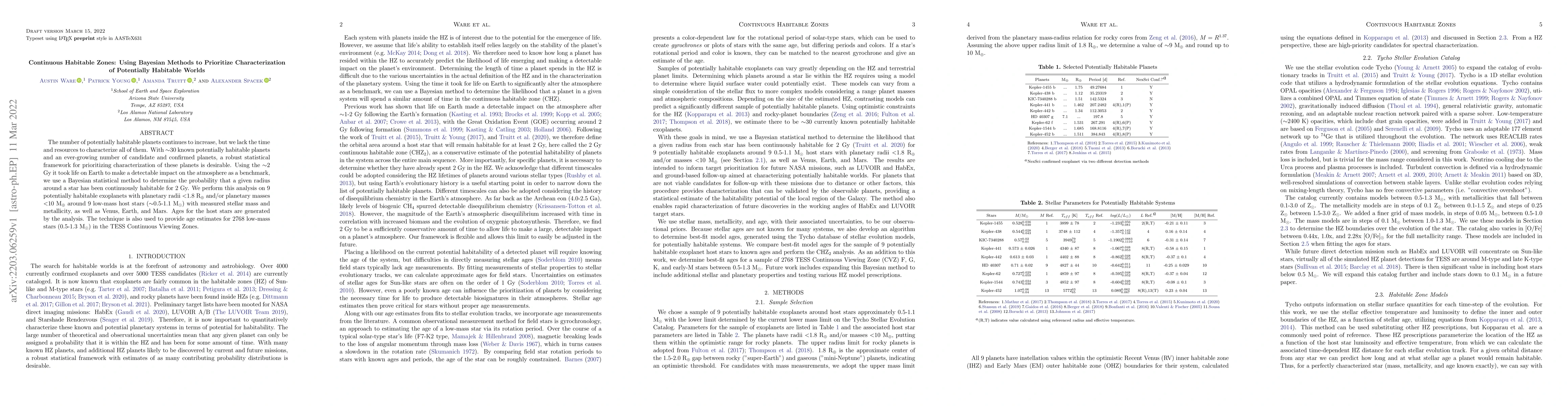 Thumbnail for Continuous Habitable Zones: Using Bayesian Methods to Prioritize
  Characterization of Potentially Habitable Worlds