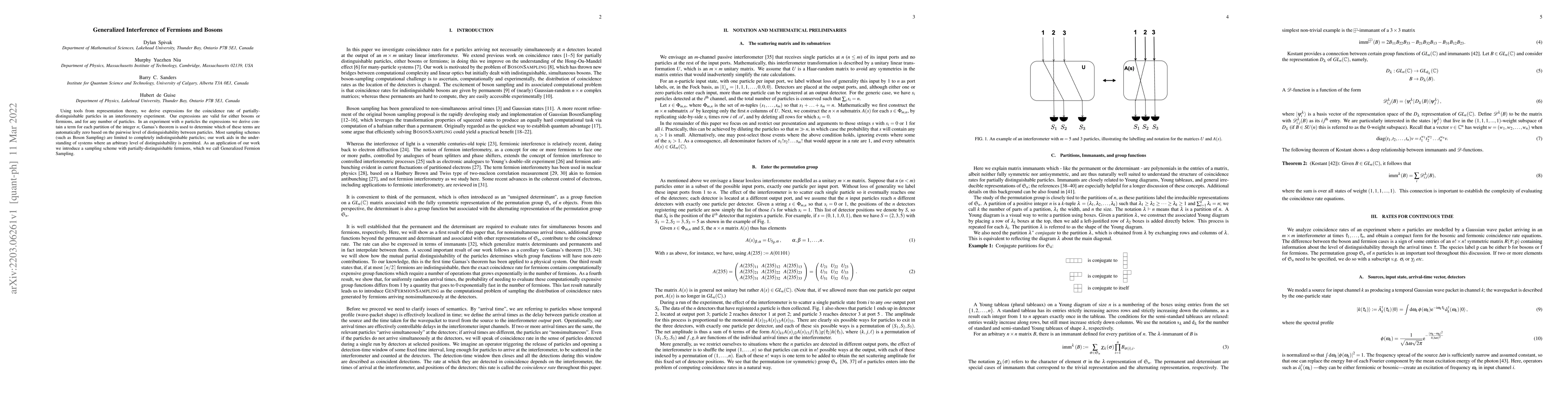 Thumbnail for Generalized Interference of Fermions and Bosons