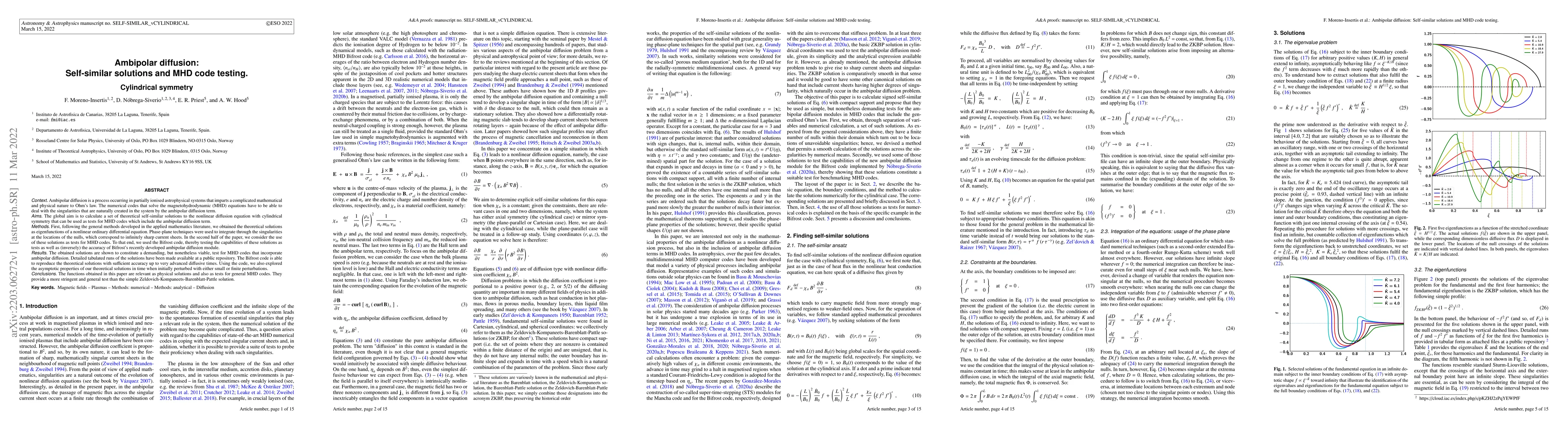 Thumbnail for Ambipolar diffusion: Self-similar solutions and MHD code testing.
  Cylindrical symmetry