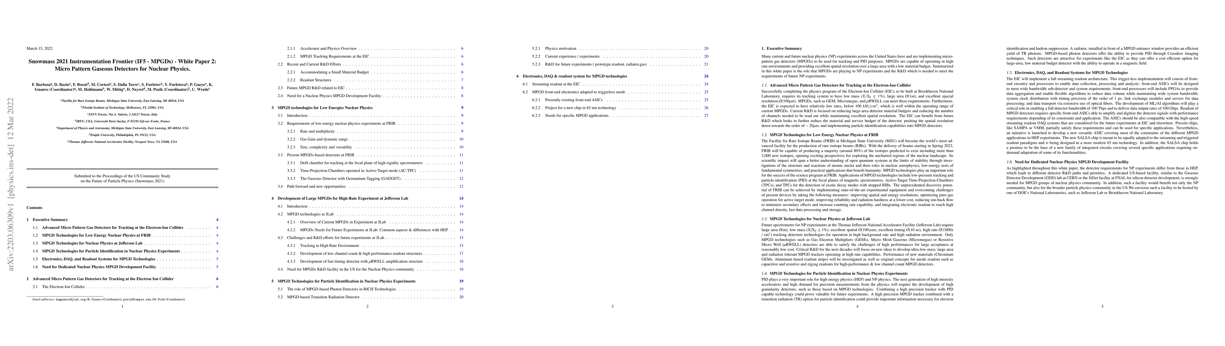 Thumbnail for Snowmass 2021 Instrumentation Frontier (IF5 - MPGDs) -- White Paper 2:
  Micro Pattern Gaseous Detectors for Nuclear Physics