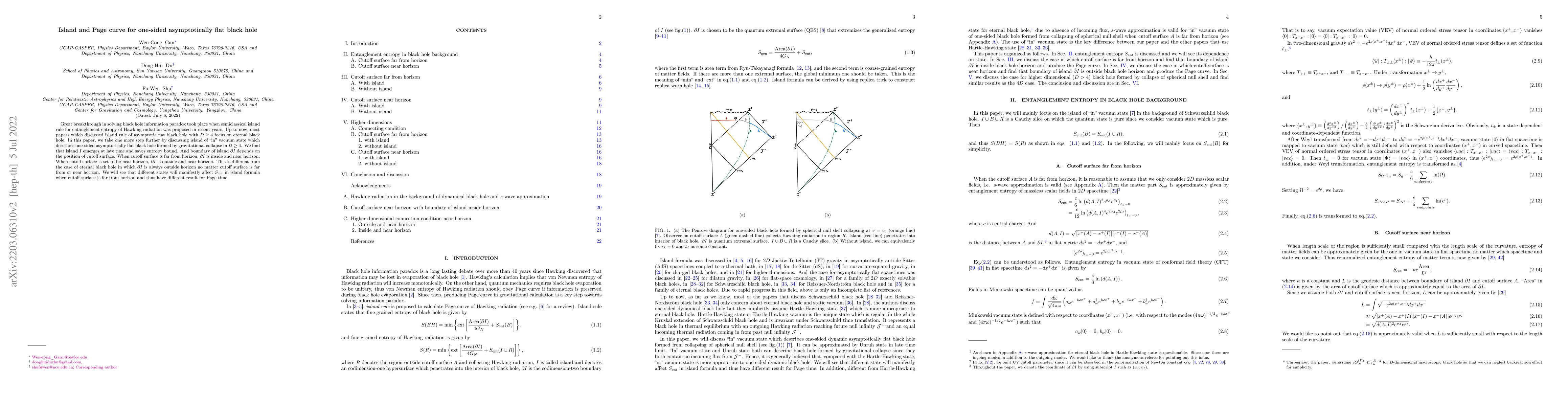 Thumbnail for Island and Page curve for one-sided asymptotically flat black hole