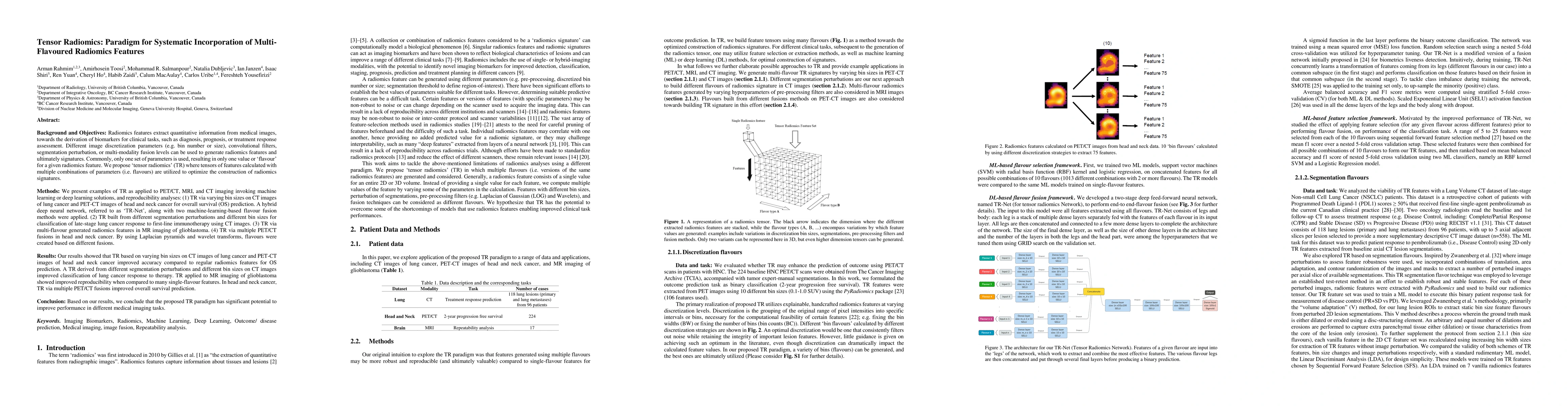Thumbnail for Tensor Radiomics: Paradigm for Systematic Incorporation of
  Multi-Flavoured Radiomics Features