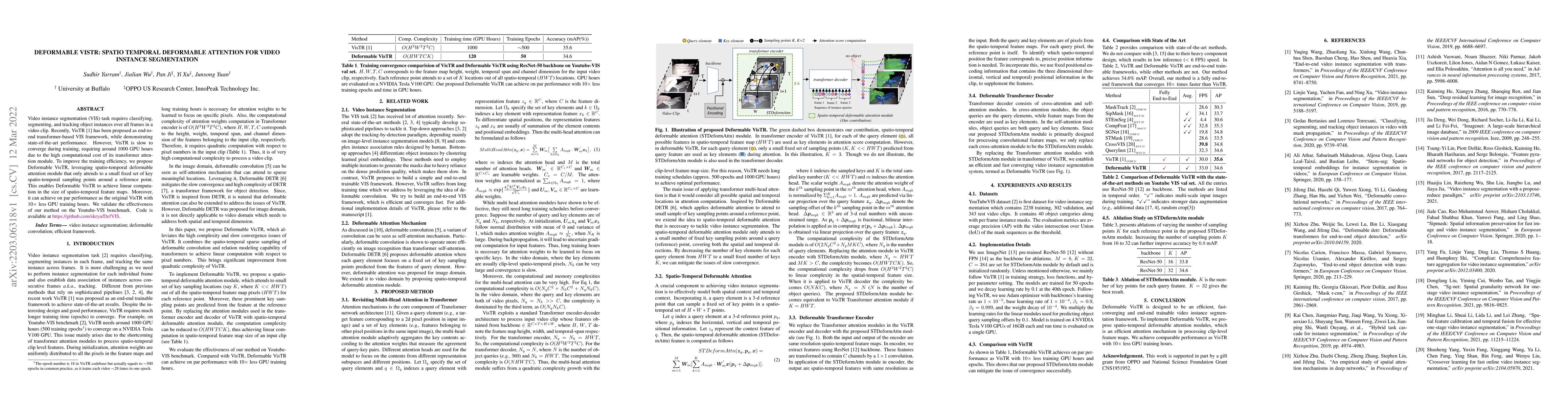 Thumbnail for Deformable VisTR: Spatio temporal deformable attention for video
  instance segmentation
