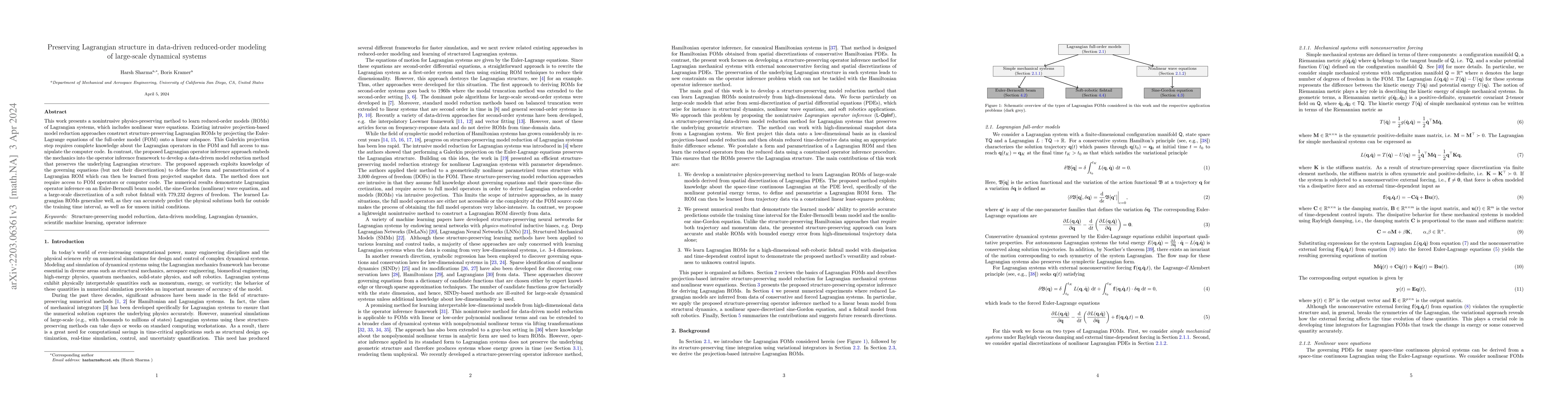 Thumbnail for Preserving Lagrangian structure in data-driven reduced-order modeling of
  large-scale dynamical systems