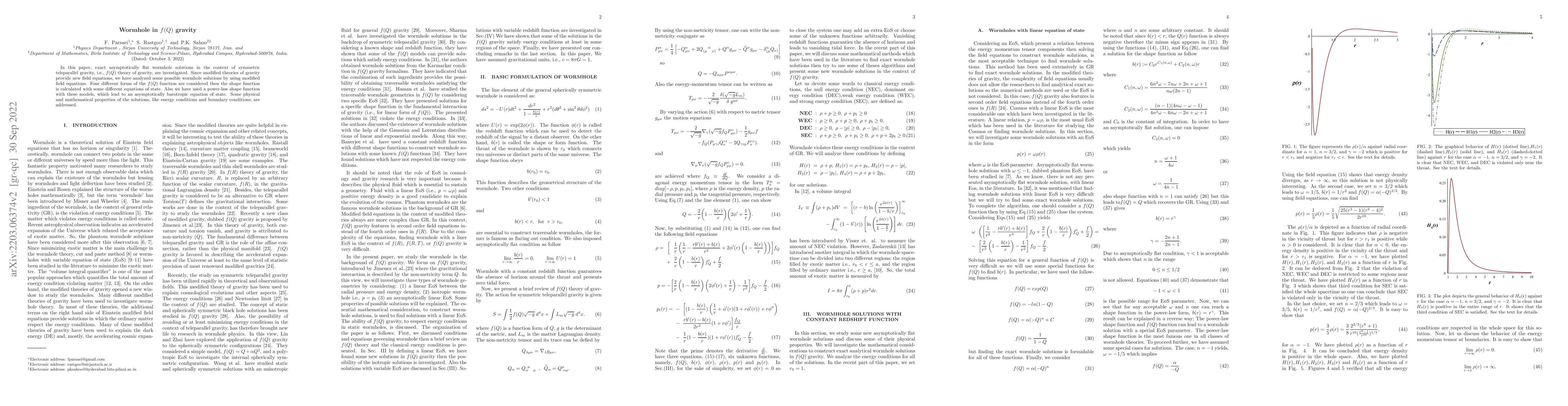 Thumbnail for Wormhole in $f(Q)$ gravity