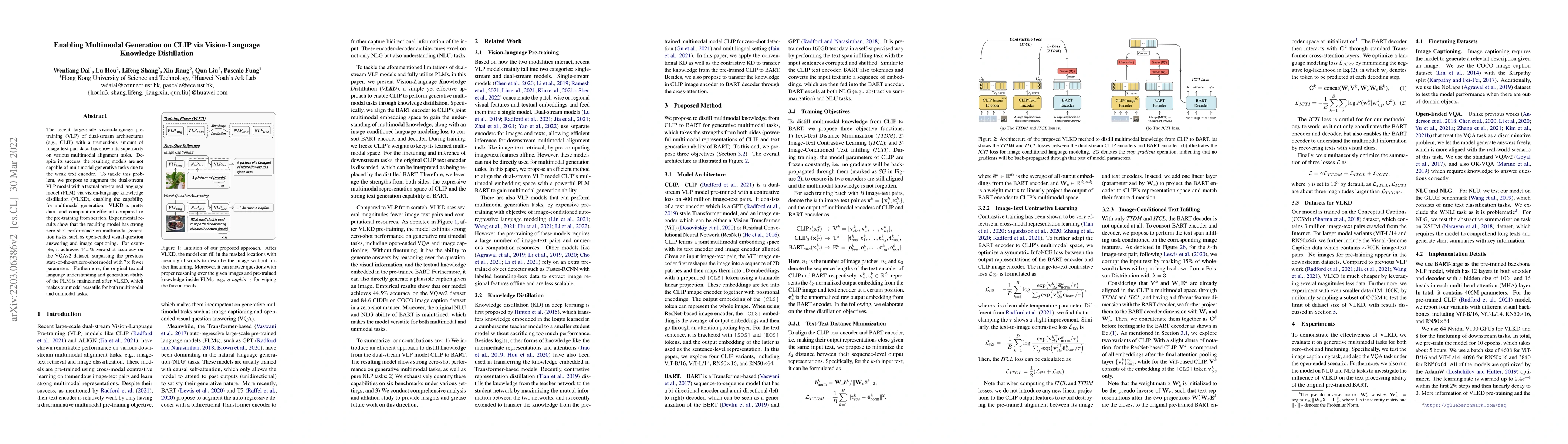 Thumbnail for Enabling Multimodal Generation on CLIP via Vision-Language Knowledge
  Distillation