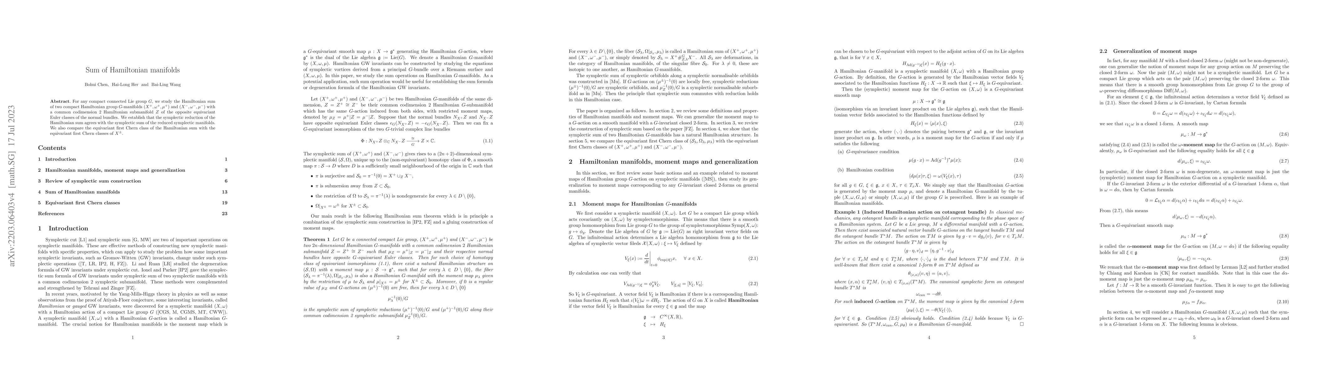 Thumbnail for Sum of Hamiltonian manifolds