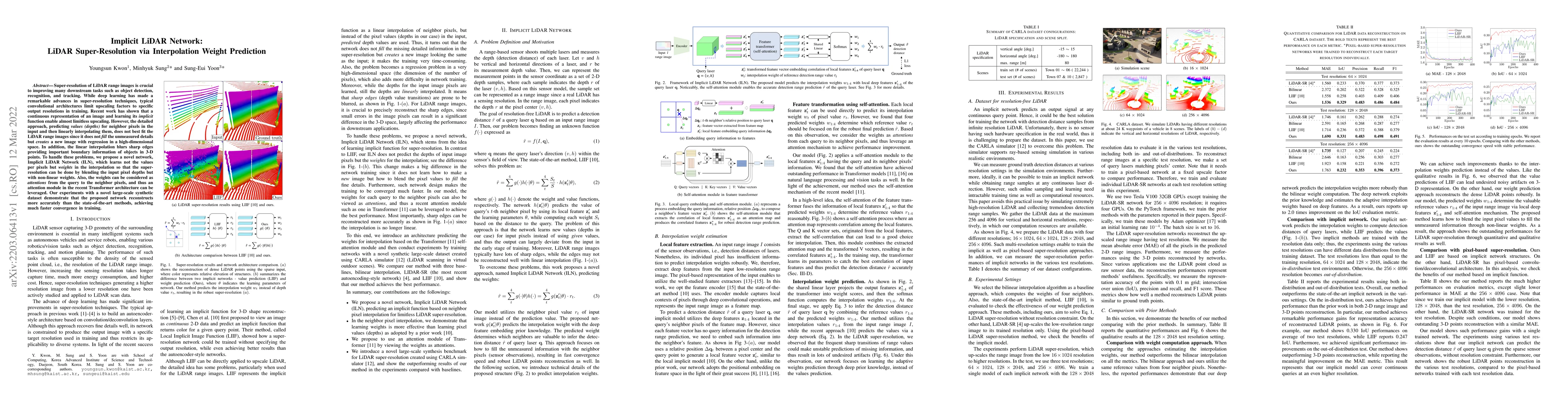 Thumbnail for Implicit LiDAR Network: LiDAR Super-Resolution via Interpolation Weight
  Prediction