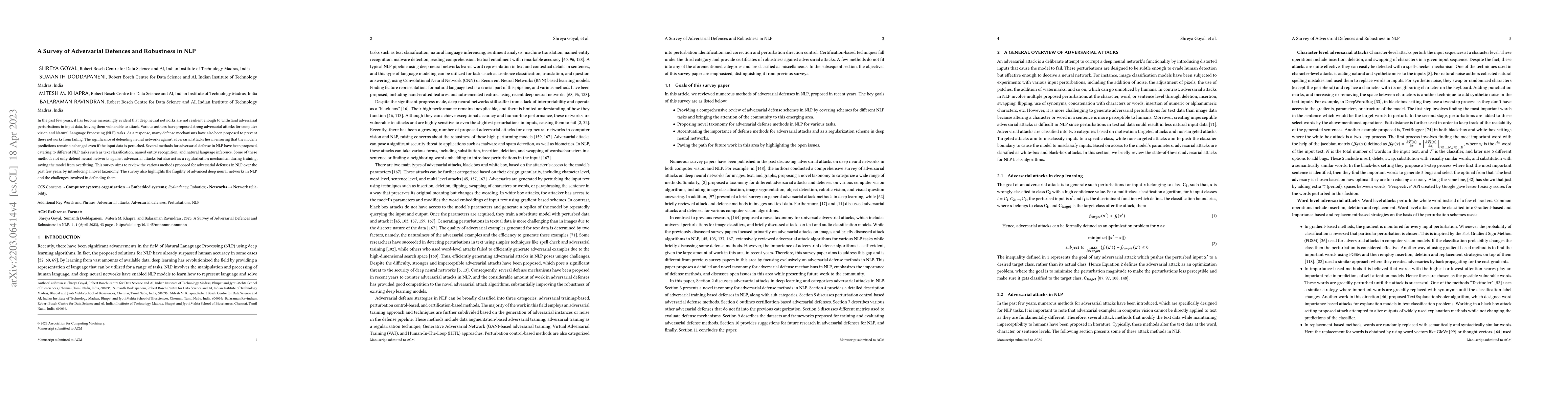 Thumbnail for A Survey of Adversarial Defences and Robustness in NLP