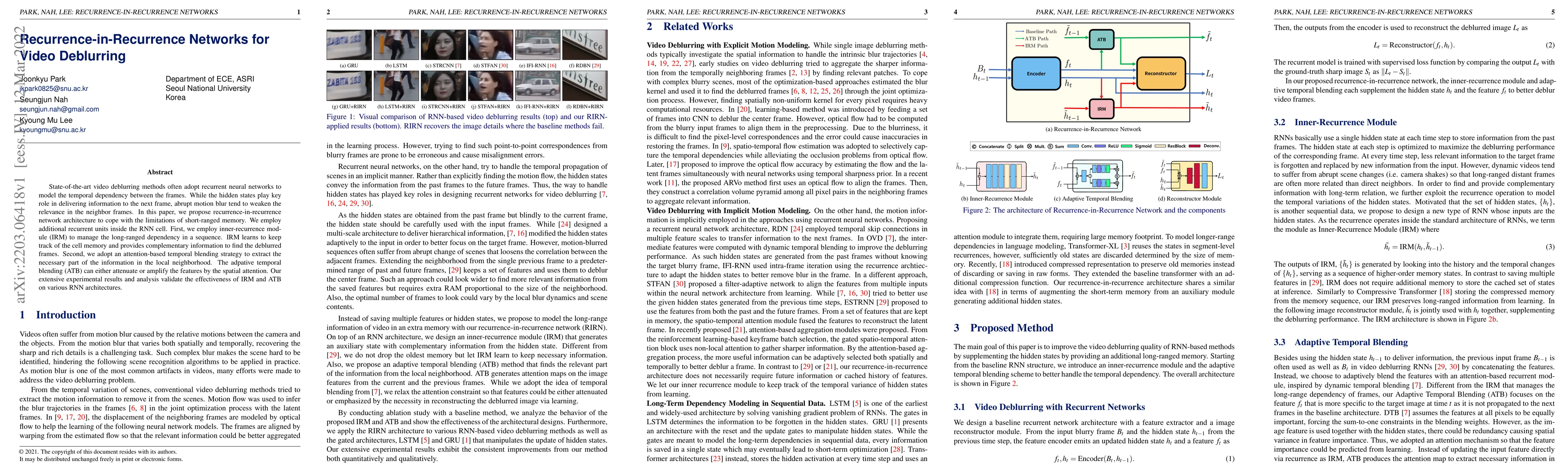 Thumbnail for Recurrence-in-Recurrence Networks for Video Deblurring