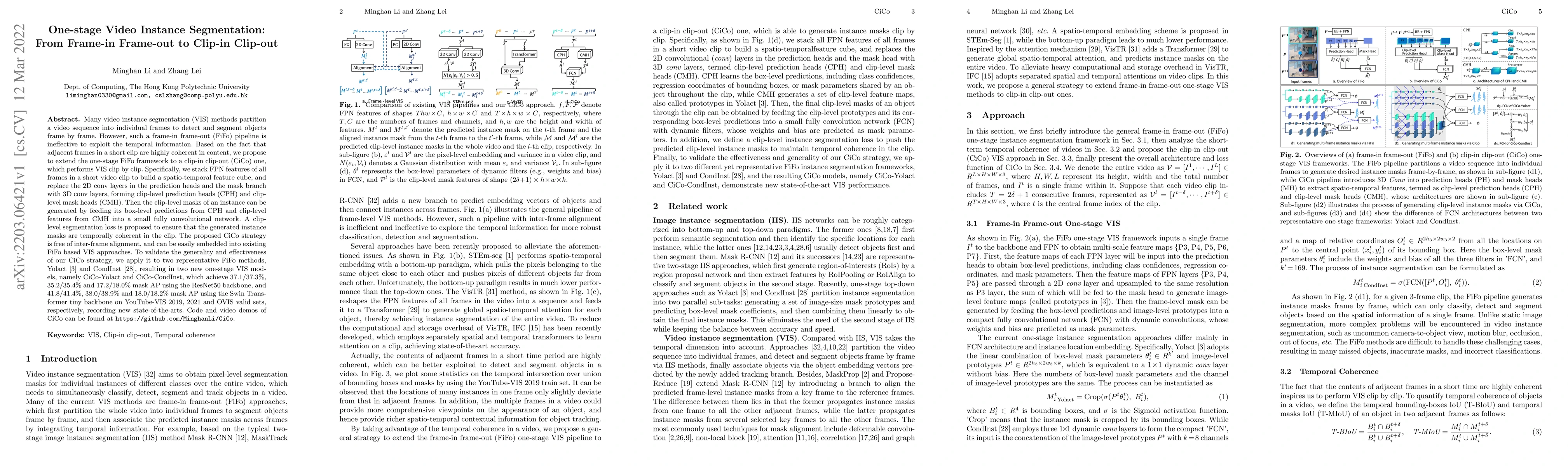 Thumbnail for One-stage Video Instance Segmentation: From Frame-in Frame-out to
  Clip-in Clip-out