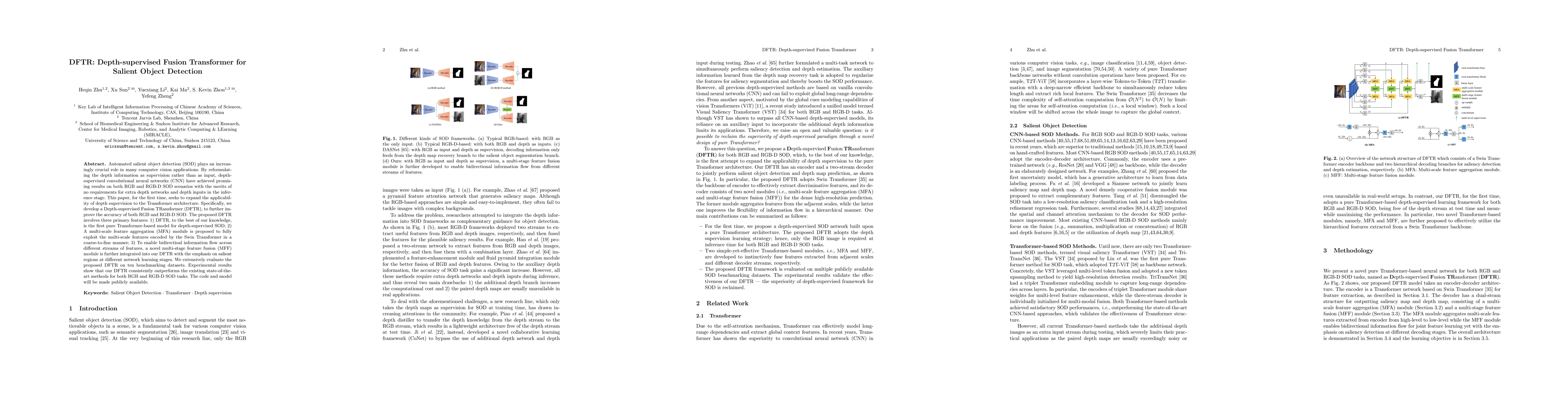 Thumbnail for DFTR: Depth-supervised Fusion Transformer for Salient Object Detection