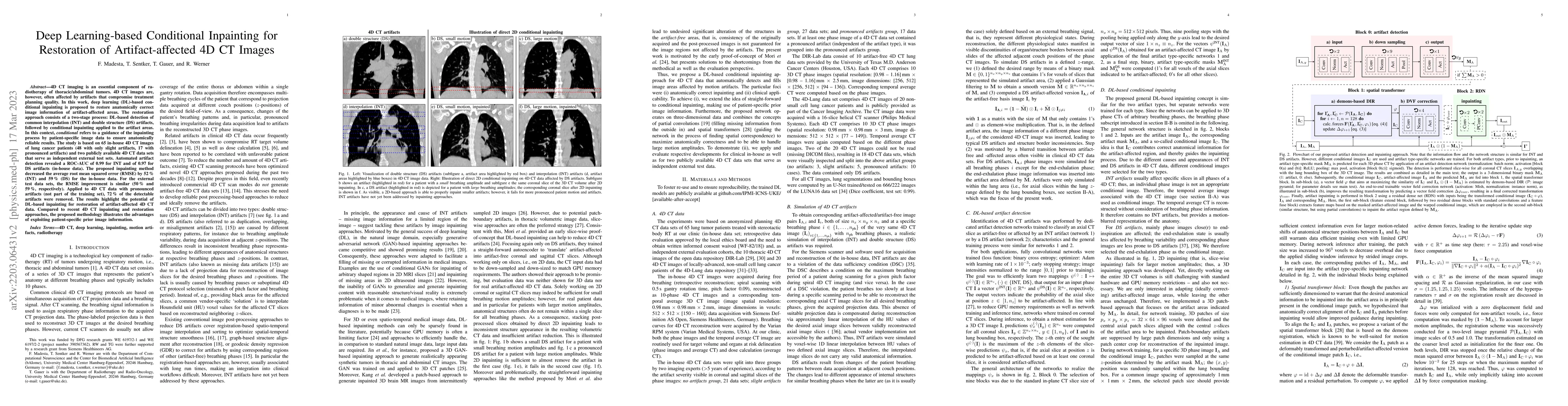 Thumbnail for Deep learning-based conditional inpainting for restoration of
  artifact-affected 4D CT images
