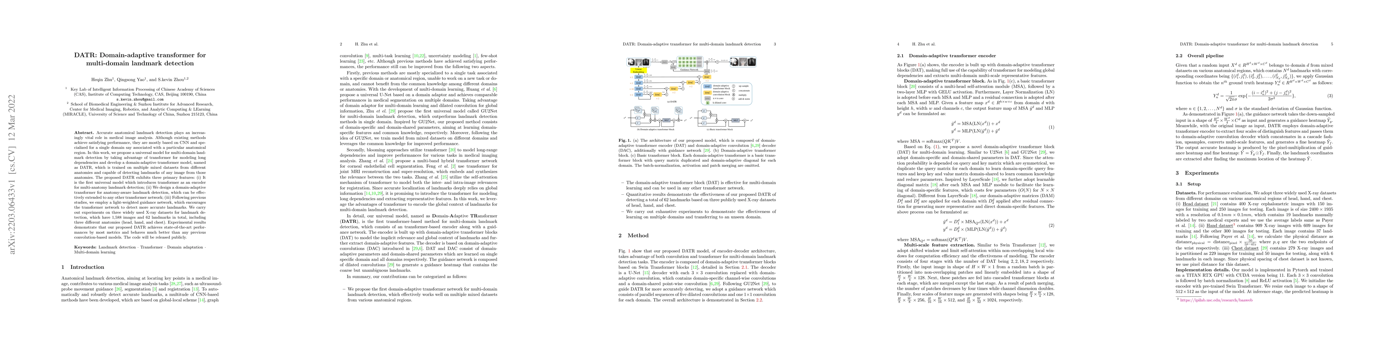 Thumbnail for DATR: Domain-adaptive transformer for multi-domain landmark detection