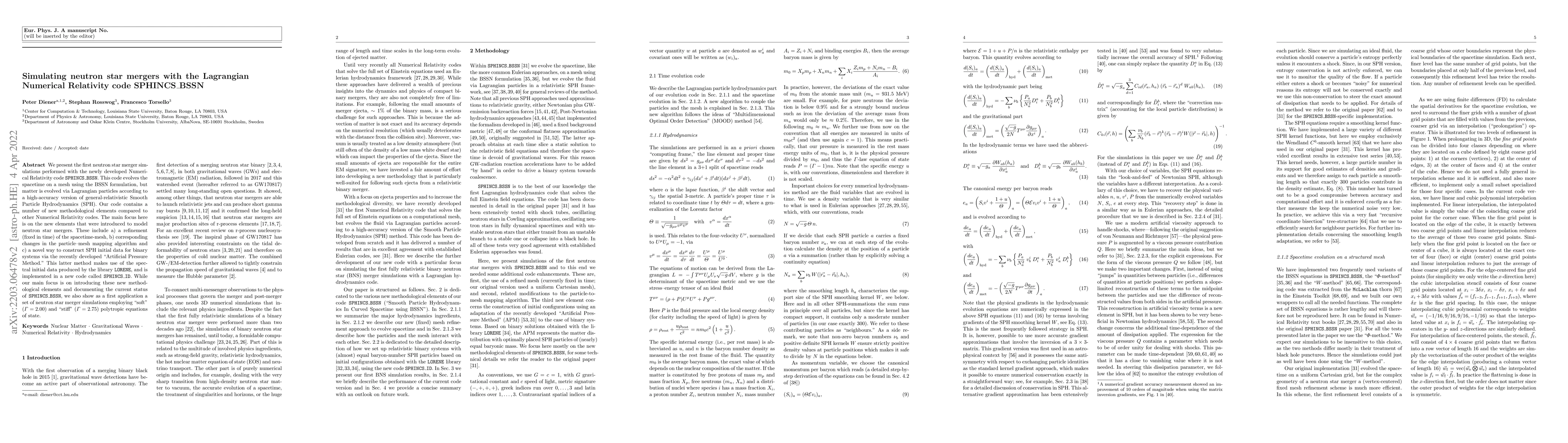 Thumbnail for Simulating neutron star mergers with the Lagrangian Numerical Relativity
  code SPHINCS_BSSN