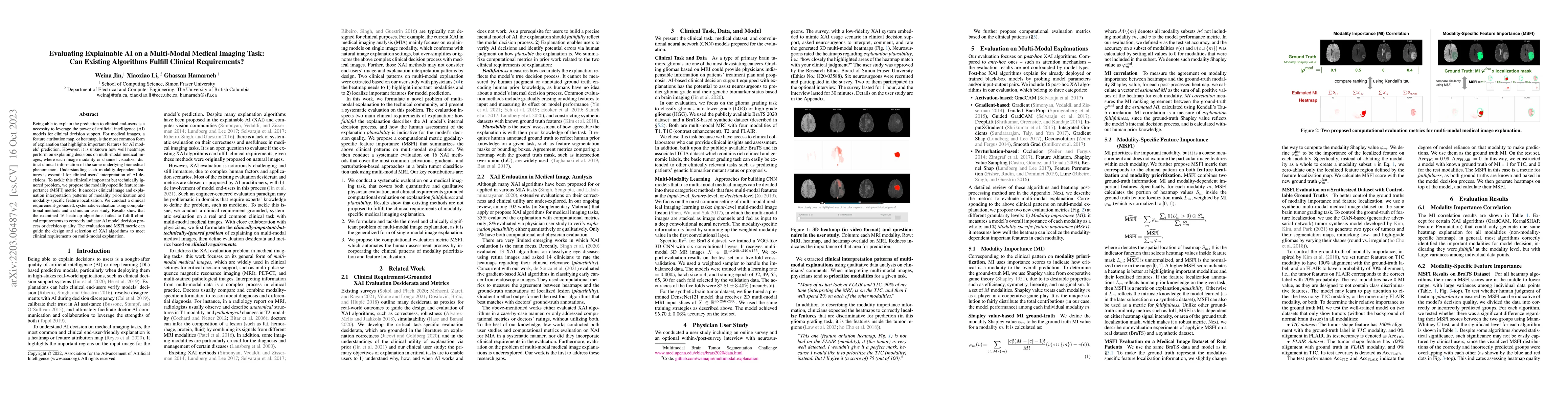 Thumbnail for Evaluating Explainable AI on a Multi-Modal Medical Imaging Task: Can
  Existing Algorithms Fulfill Clinical Requirements?