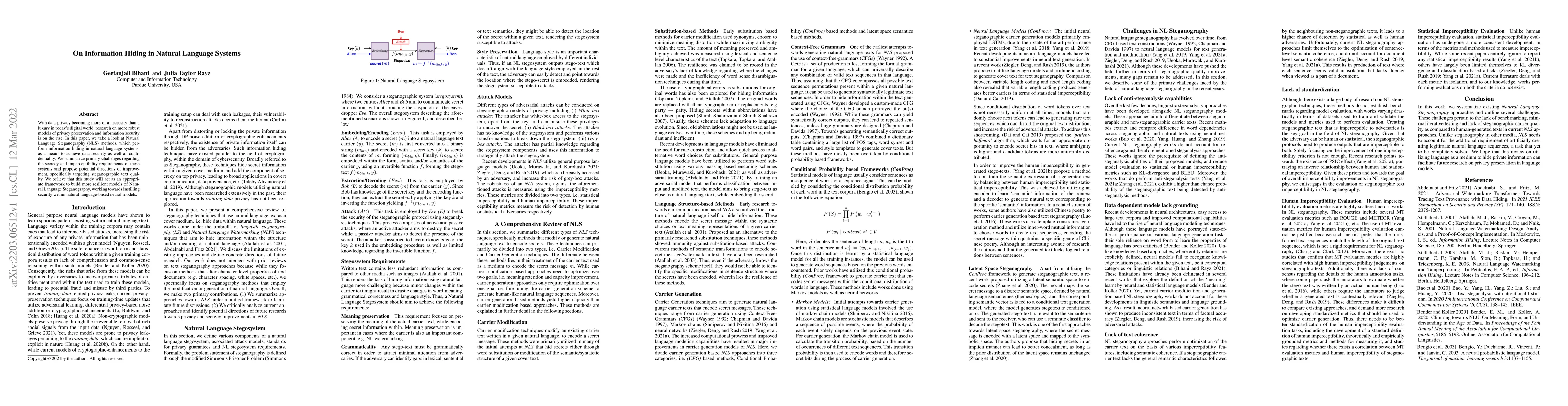 Thumbnail for On Information Hiding in Natural Language Systems