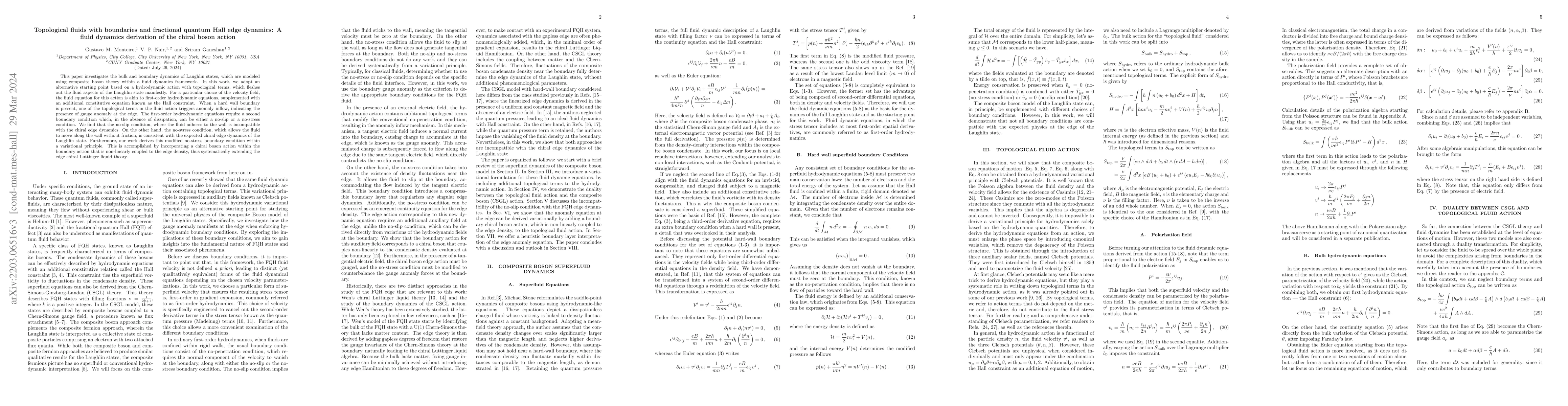 Thumbnail for Topological fluids with boundaries and fractional quantum Hall edge
  dynamics: A fluid dynamics derivation of the chiral boson action