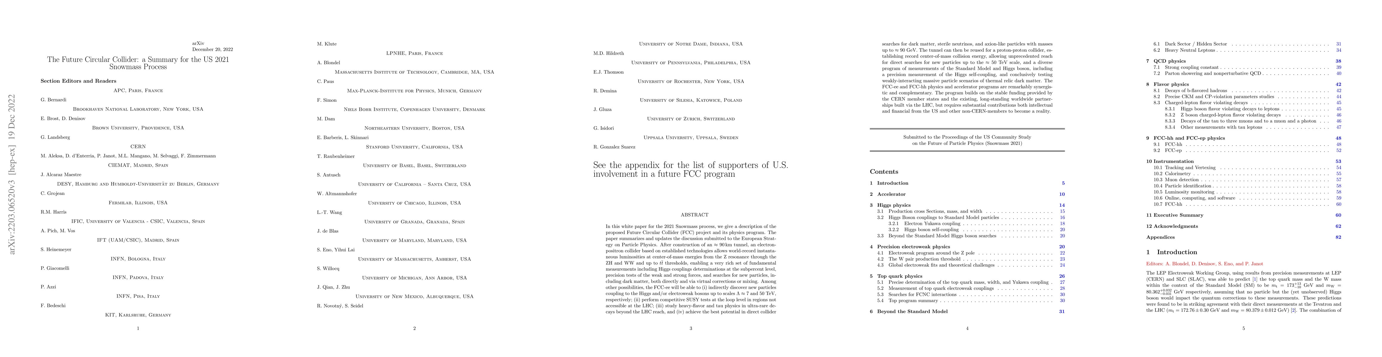 Thumbnail for The Future Circular Collider: a Summary for the US 2021 Snowmass Process