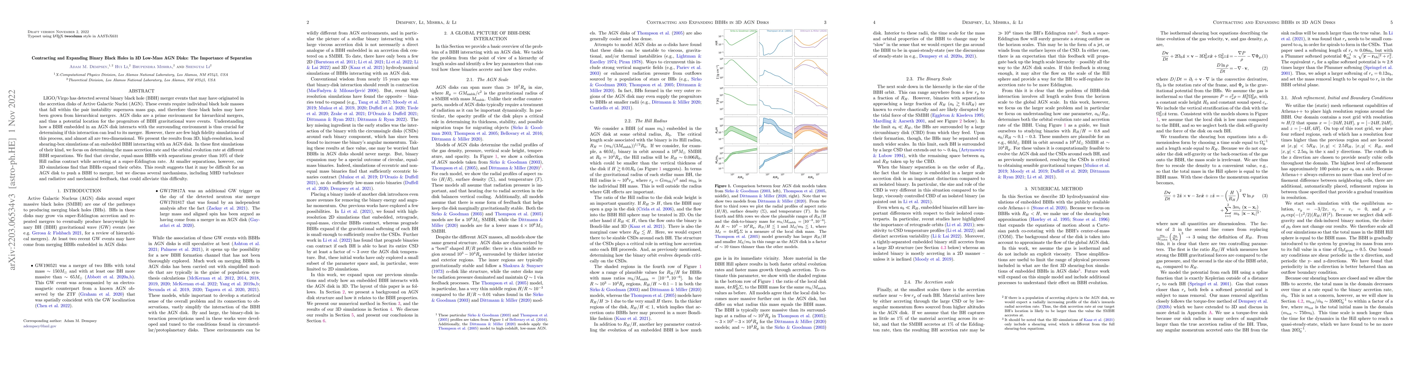 Thumbnail for Contracting and Expanding Binary Black Holes in 3D Low-Mass AGN Disks:
  The Importance of Separation