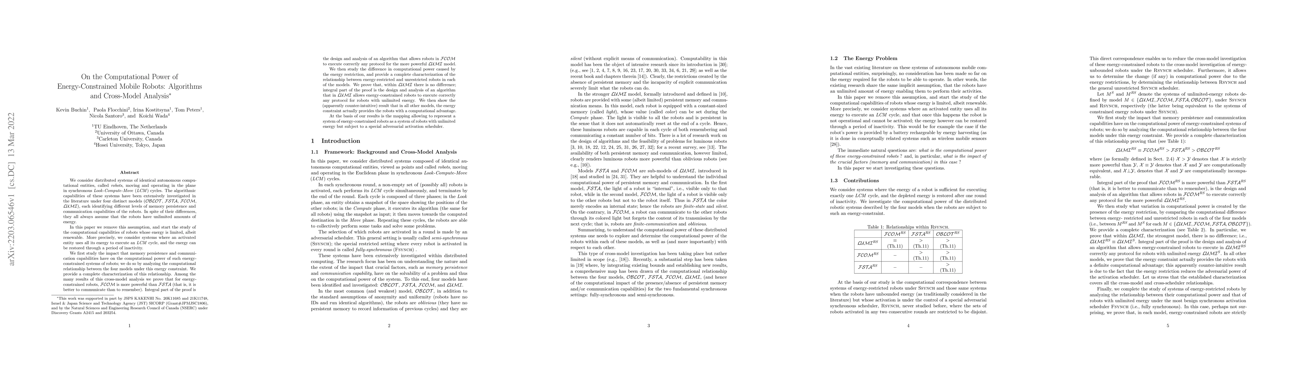 Thumbnail for On the Computational Power of Energy-Constrained Mobile Robots:
  Algorithms and Cross-Model Analysis