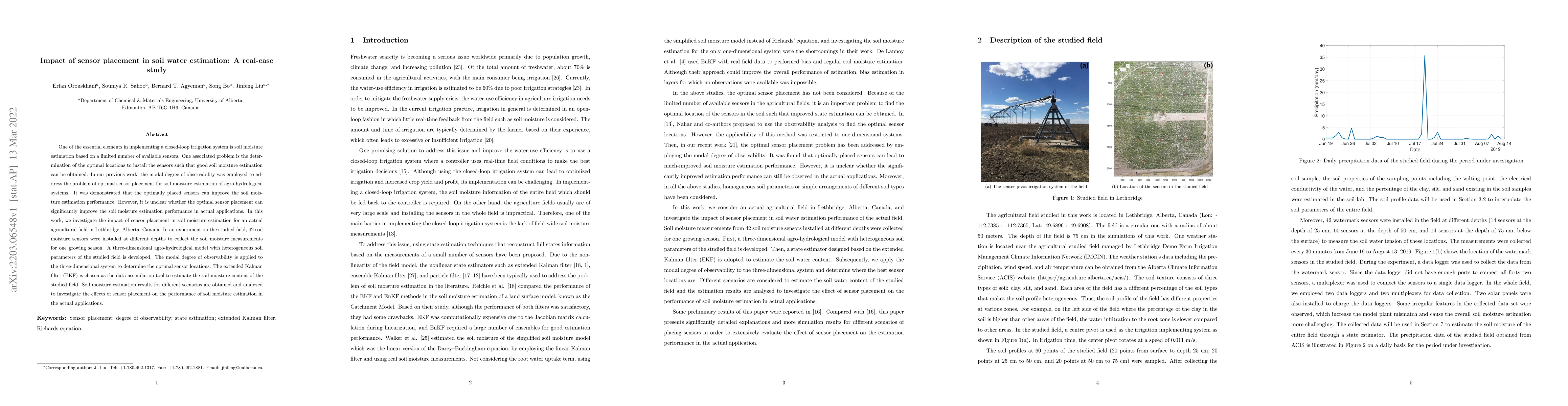 Thumbnail for Impact of sensor placement in soil water estimation: A real-case study