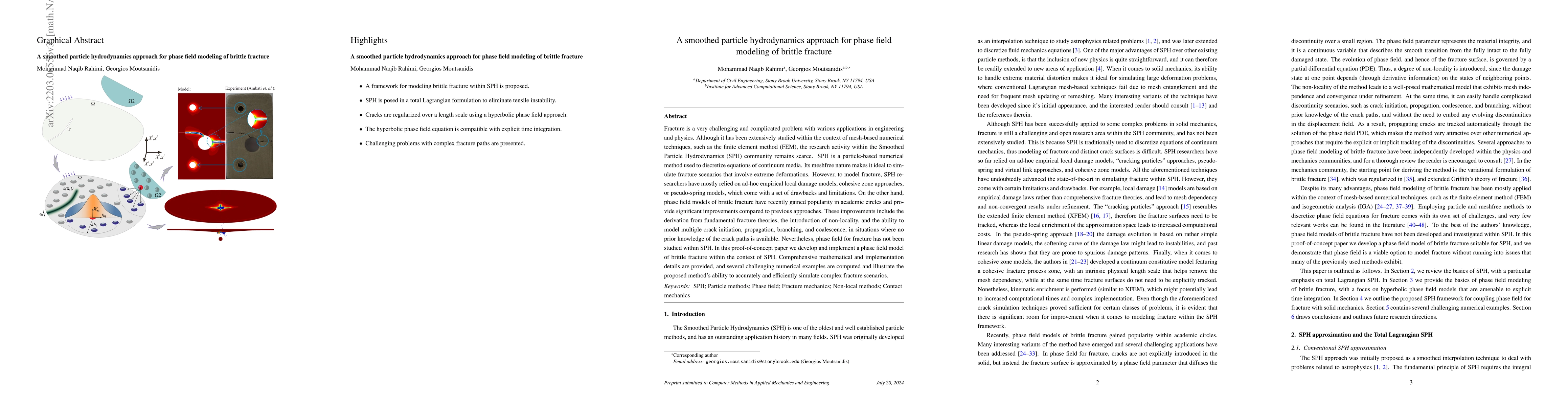 Thumbnail for A smoothed particle hydrodynamics approach for phase field modeling of
  brittle fracture