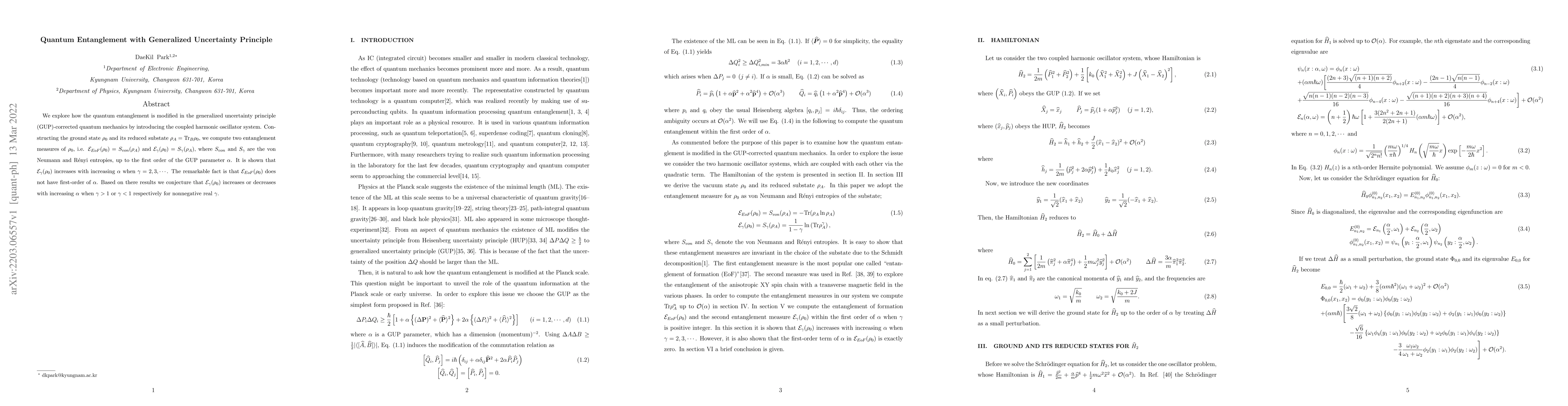 Thumbnail for Quantum Entanglement with Generalized Uncertainty Principle