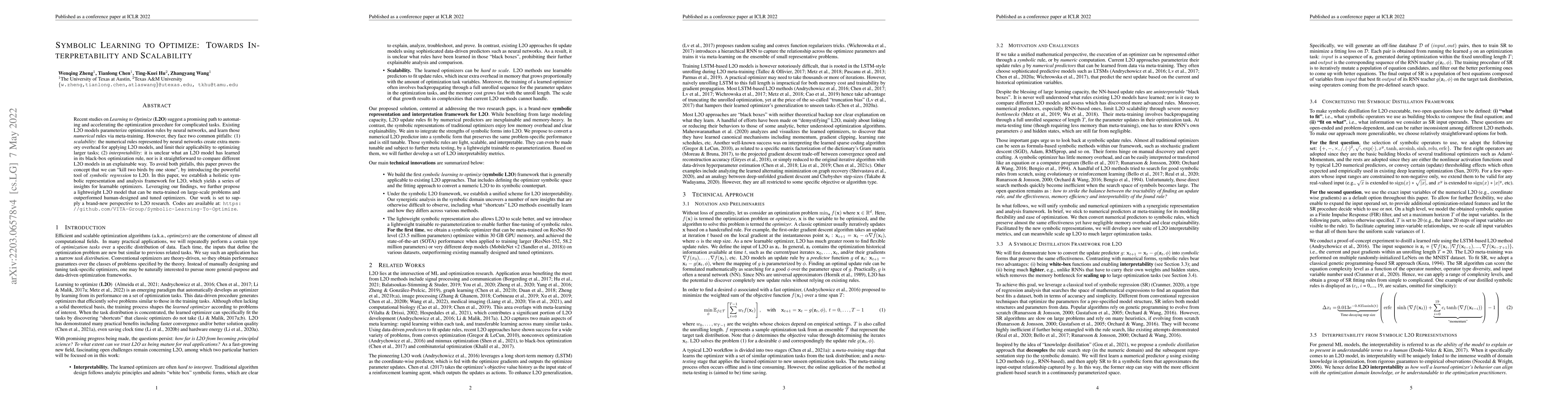 Thumbnail for Symbolic Learning to Optimize: Towards Interpretability and Scalability