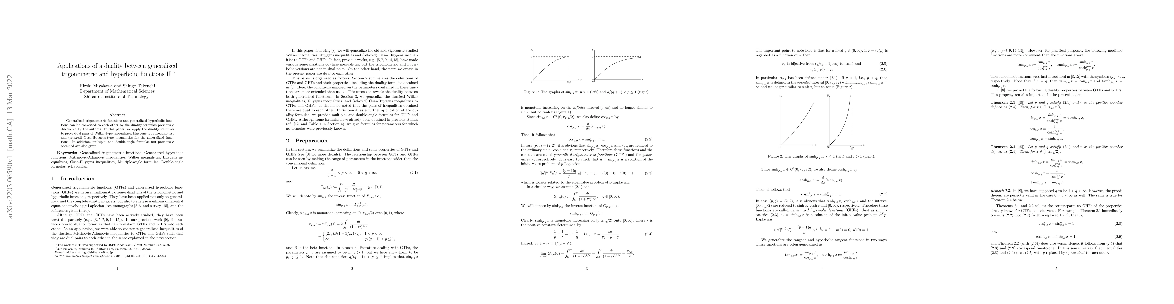 Thumbnail for Applications of a duality between generalized trigonometric and
  hyperbolic functions II