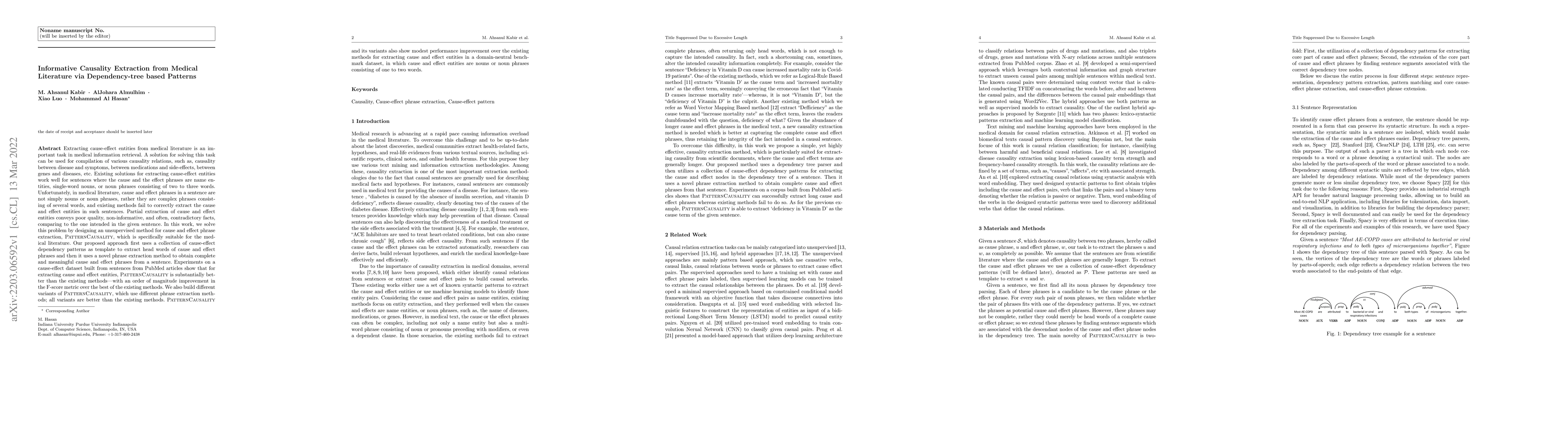 Thumbnail for Informative Causality Extraction from Medical Literature via
  Dependency-tree based Patterns