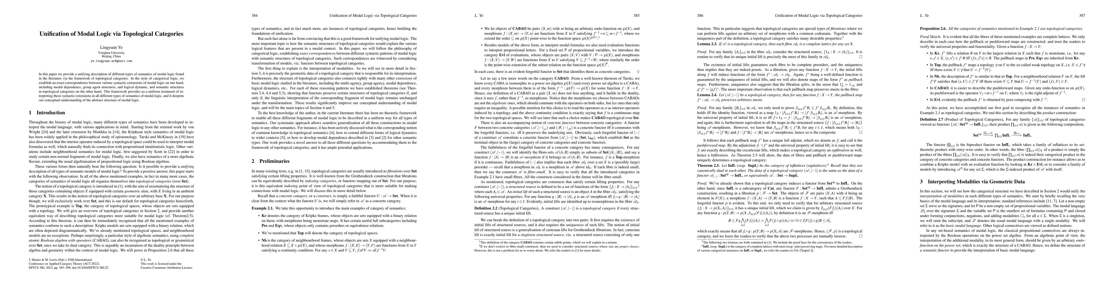 Thumbnail for Unification of Modal Logic via Topological Categories