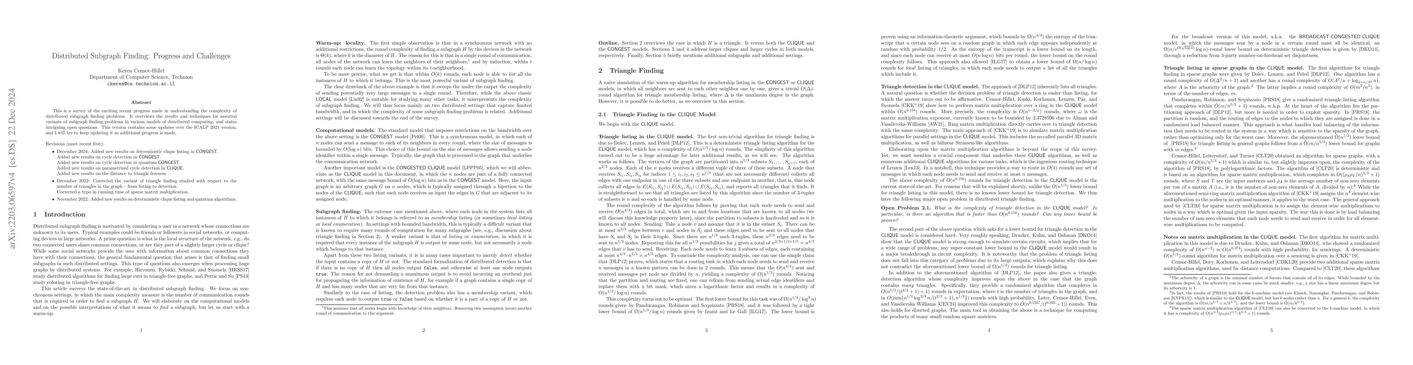 Thumbnail for Distributed Subgraph Finding: Progress and Challenges