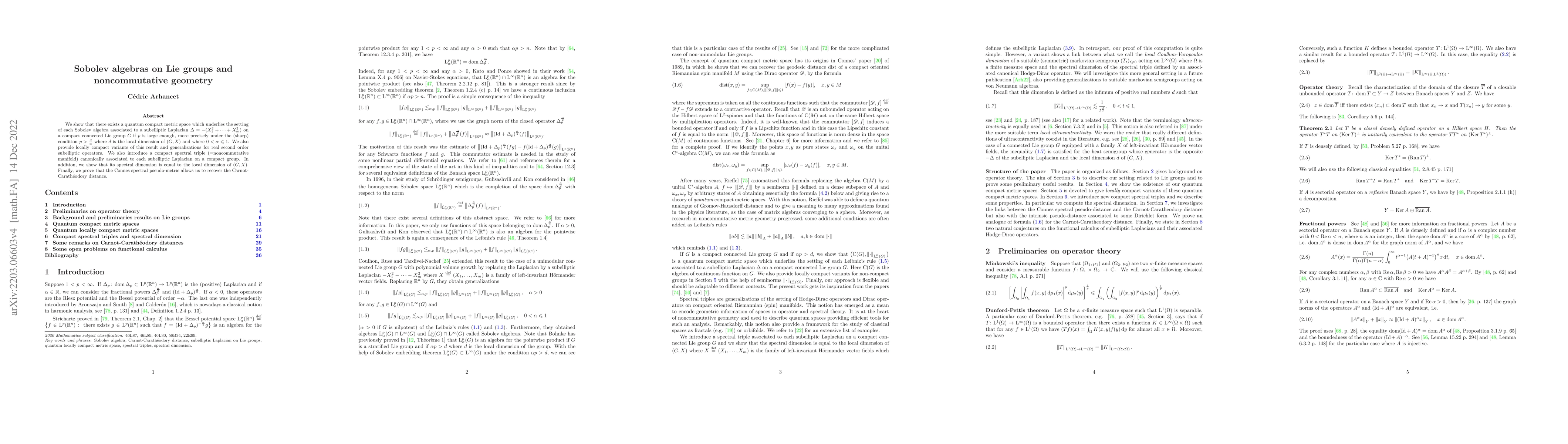 Thumbnail for Sobolev algebras on Lie groups and noncommutative geometry