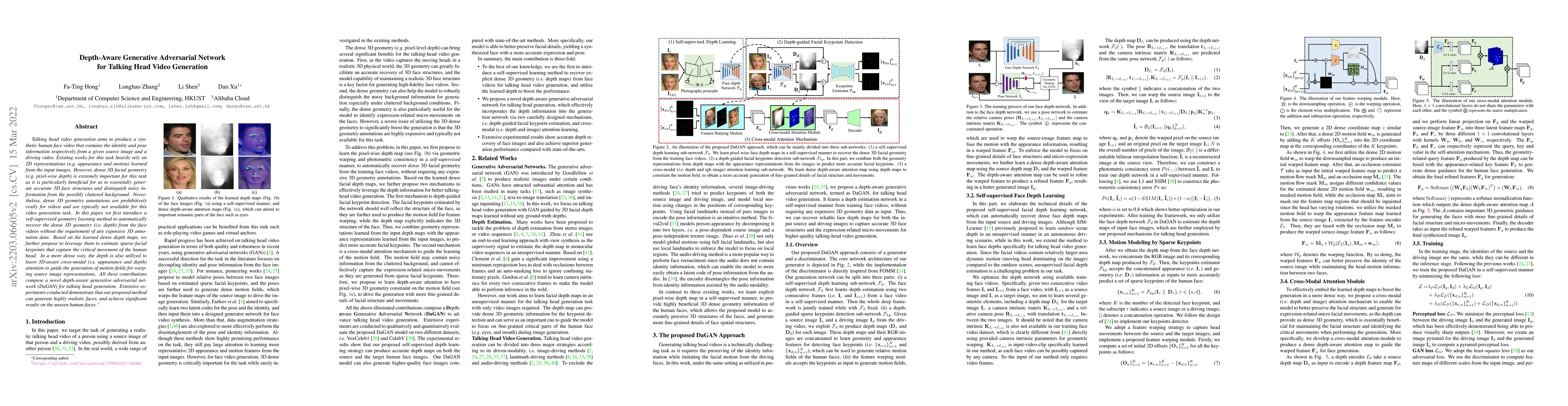 Thumbnail for Depth-Aware Generative Adversarial Network for Talking Head Video
  Generation
