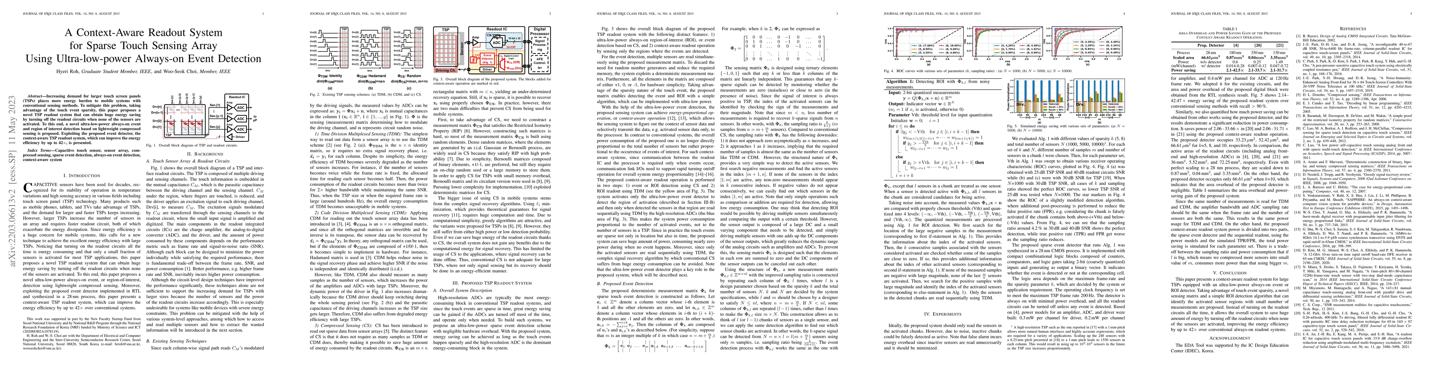 Thumbnail for A Context-Aware Readout System for Sparse Touch Sensing Array Using
  Ultra-low-power Always-on Event Detection
