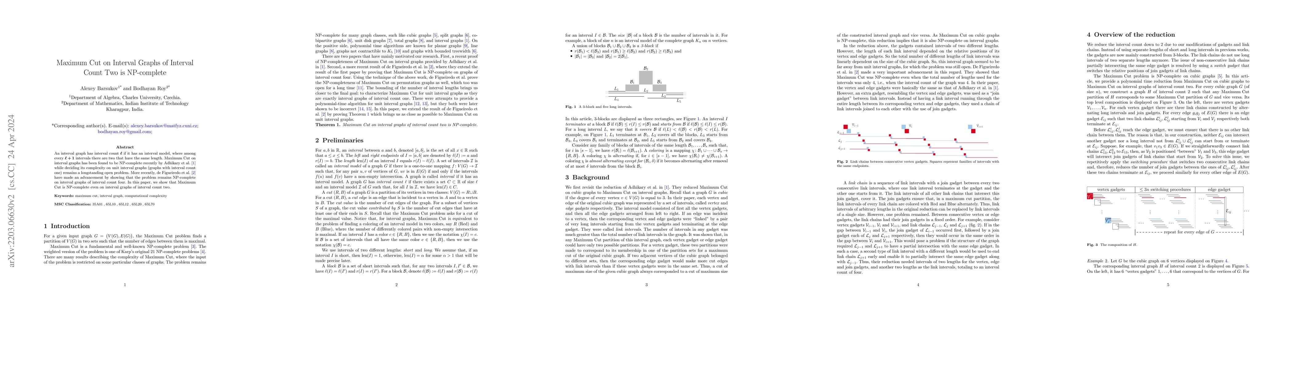 Thumbnail for Maximum Cut on Interval Graphs of Interval Count Two is NP-complete