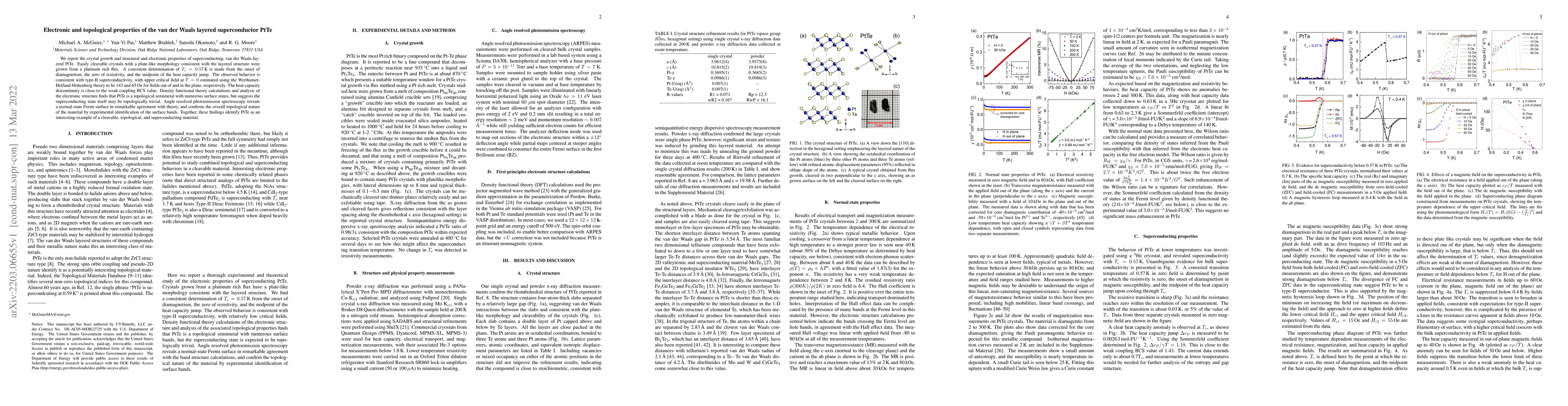 Thumbnail for Electronic and topological properties of the van der Waals layered
  superconductor PtTe