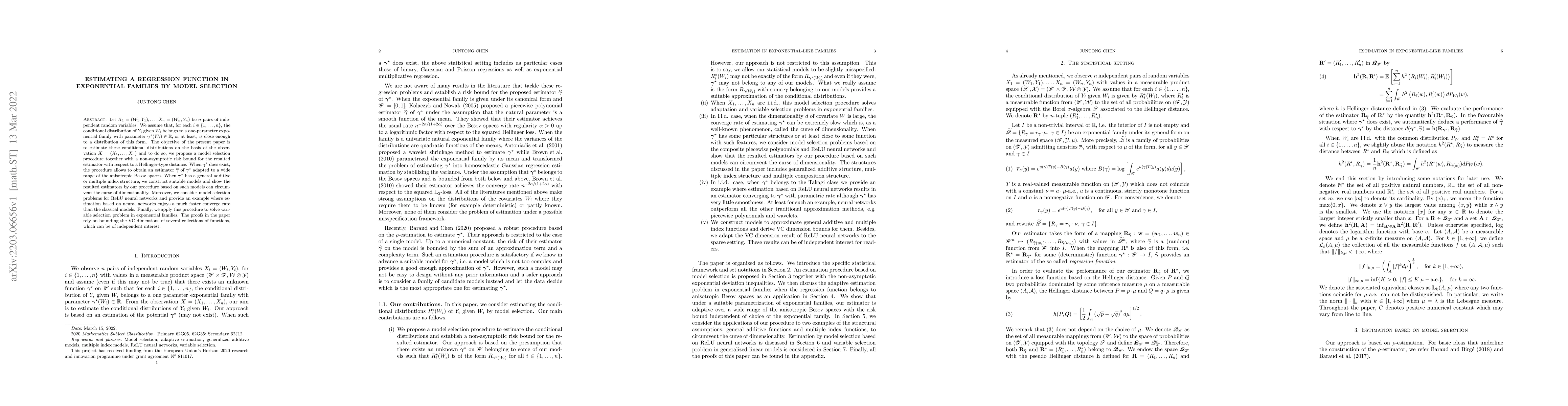 Thumbnail for Estimating a regression function in exponential families by model
  selection