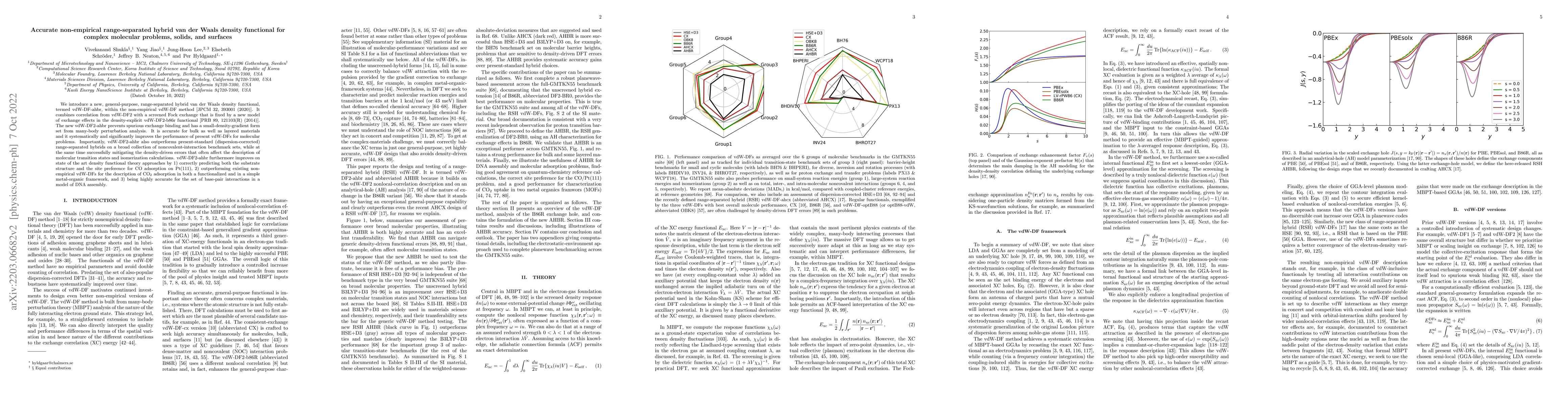 Thumbnail for Accurate non-empirical range-separated hybrid van der Waals density
  functional for complex molecular problems, solids, and surfaces