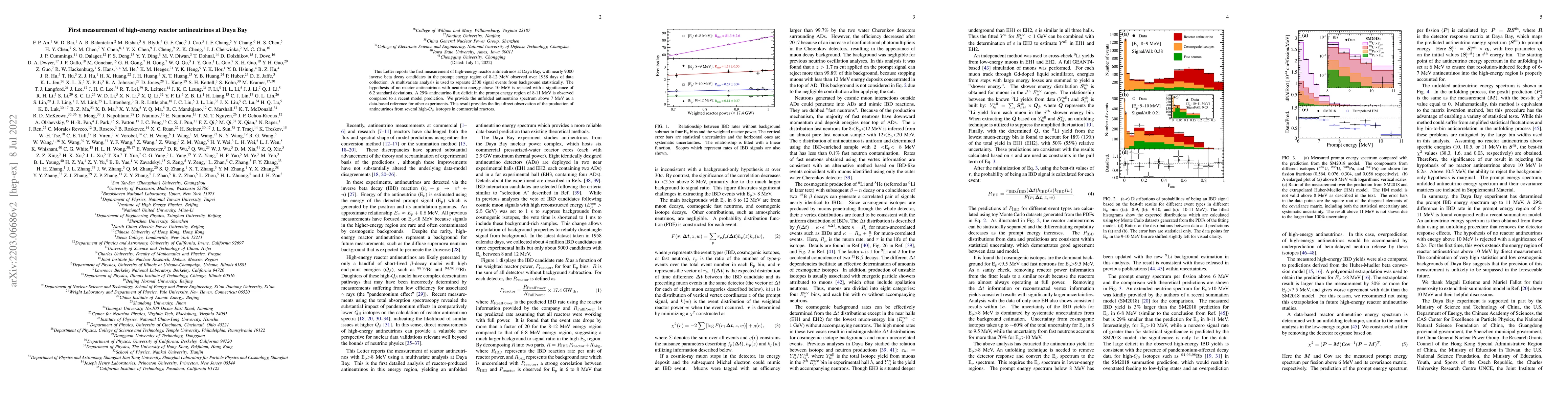 Thumbnail for First measurement of high-energy reactor antineutrinos at Daya Bay
