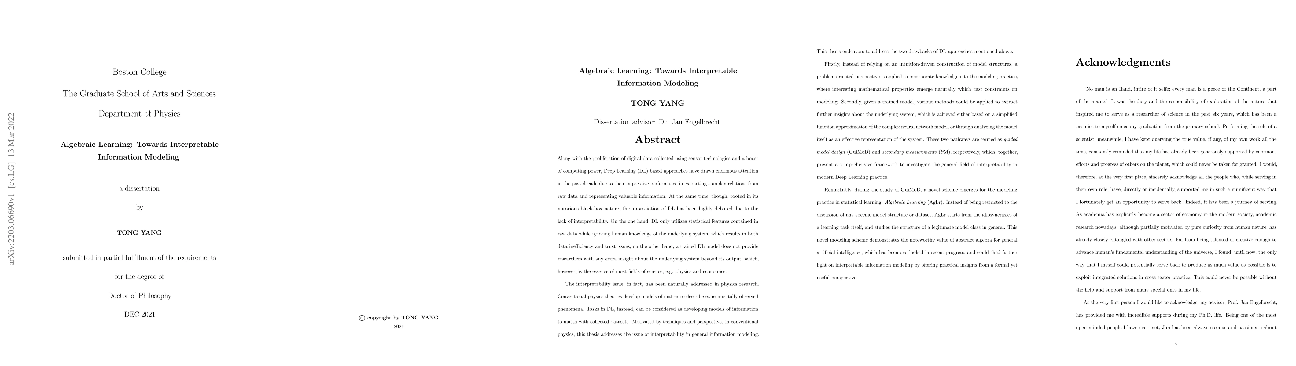 Thumbnail for Algebraic Learning: Towards Interpretable Information Modeling