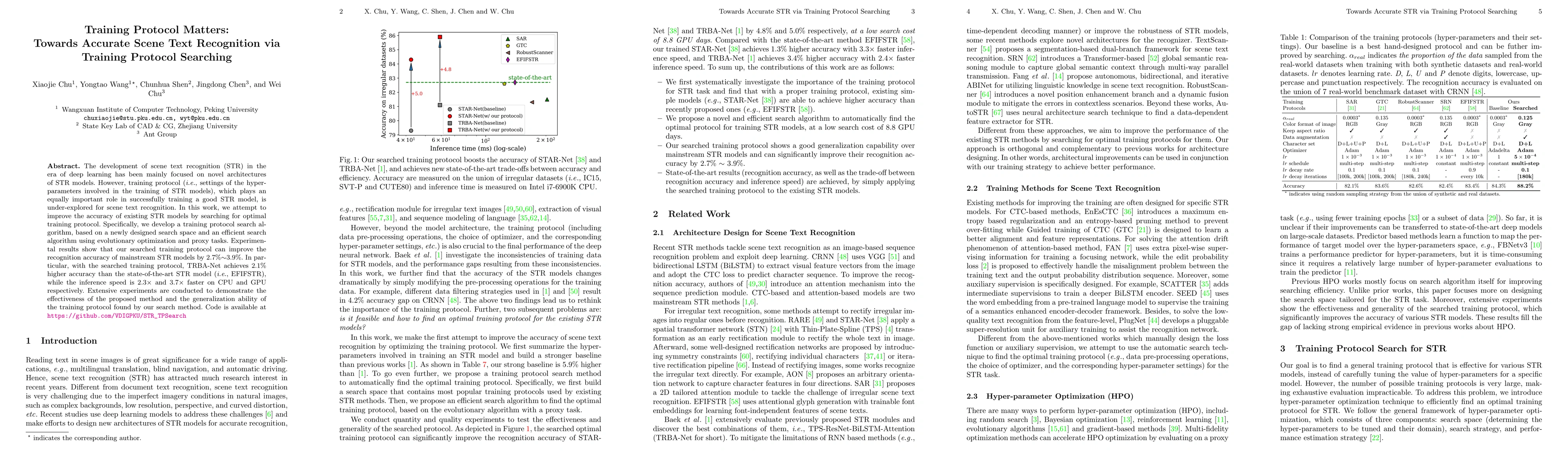 Thumbnail for Training Protocol Matters: Towards Accurate Scene Text Recognition via
  Training Protocol Searching