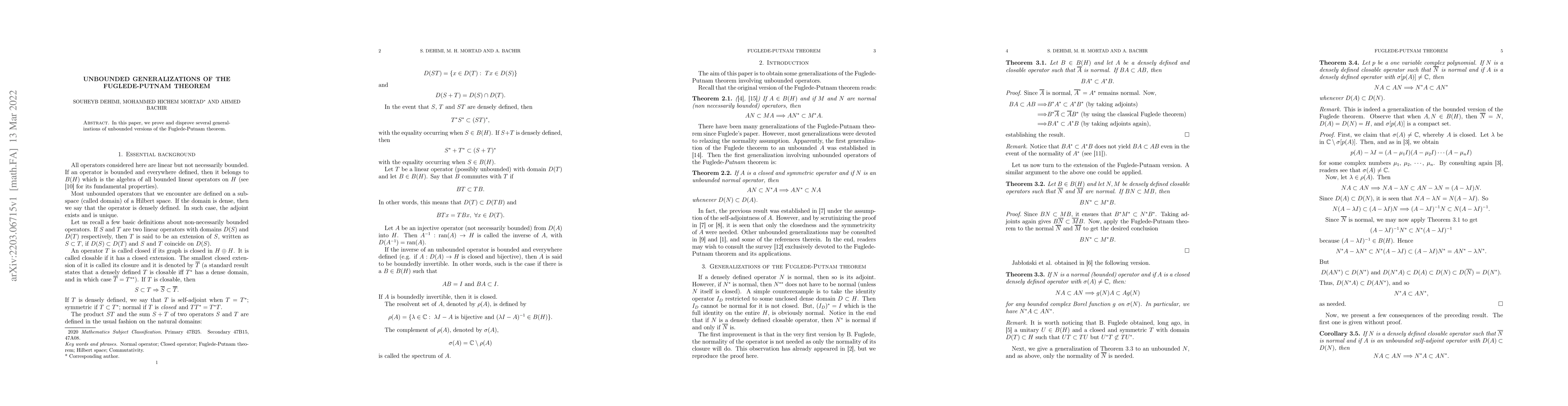 Thumbnail for Unbounded generalizations of the Fuglede-Putnam theorem